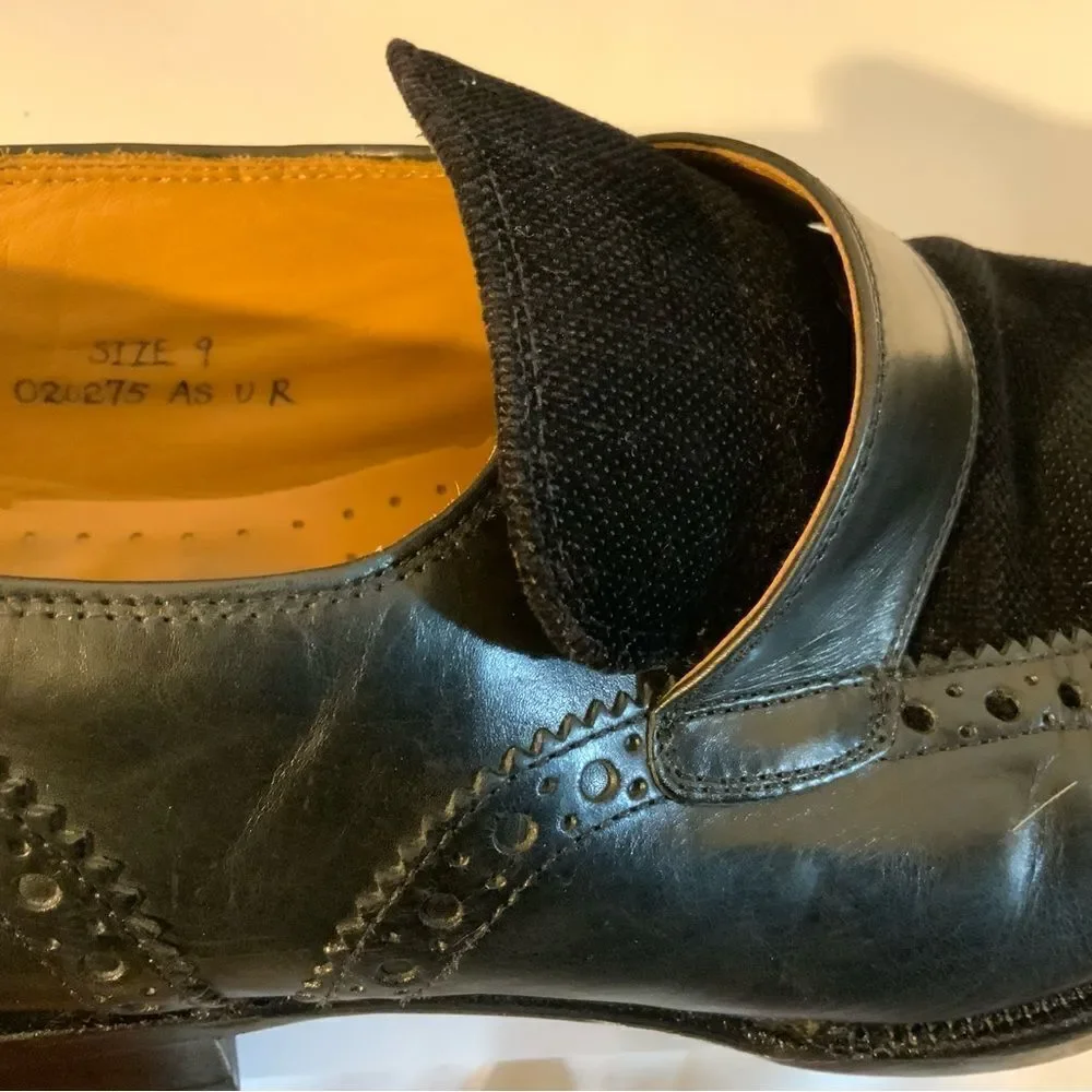 Kenneth Cole Size 9 M Black  Leather Slip On Wingtip Loafer Dress Mens Shoes